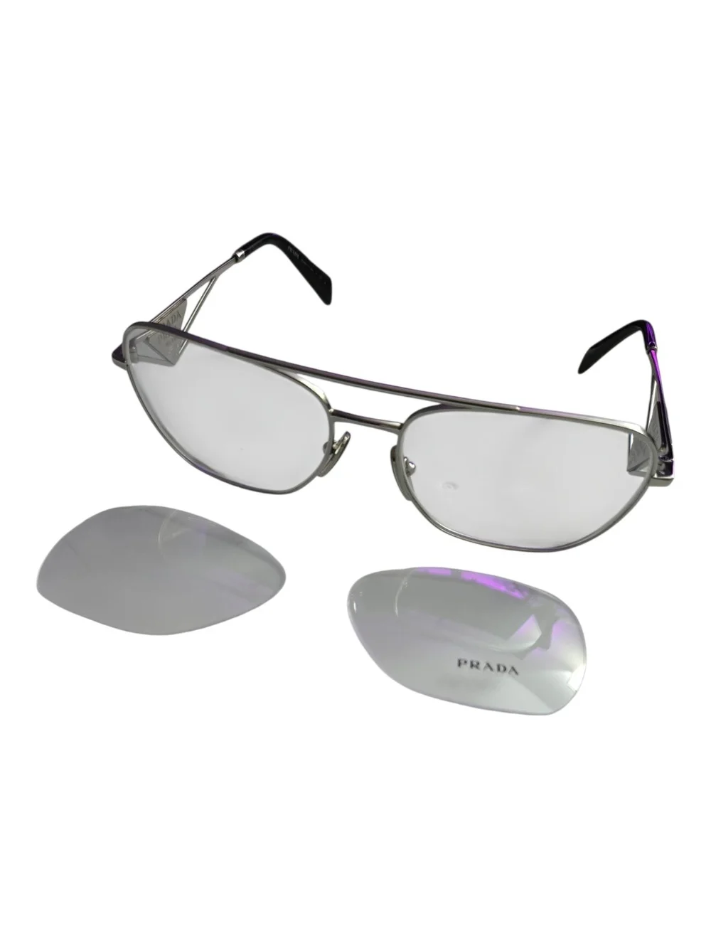 Prada PR B50V Women's Silver Aviator Glasses 59-17-140